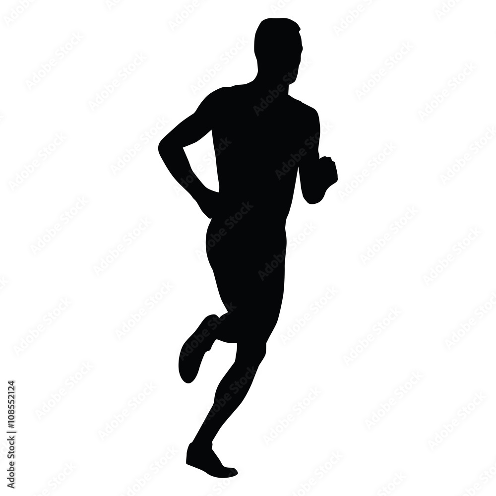 Vector runner, running man silhouette. Run, sport, active boy Vector runner, running man silhouette. Run, sport, active boy
