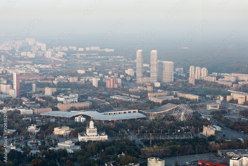 Moscow from a height, the view from the Ostankino tower