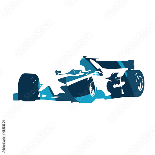 Abstract blue formula racing car. Isolated vector silhouette. Ra