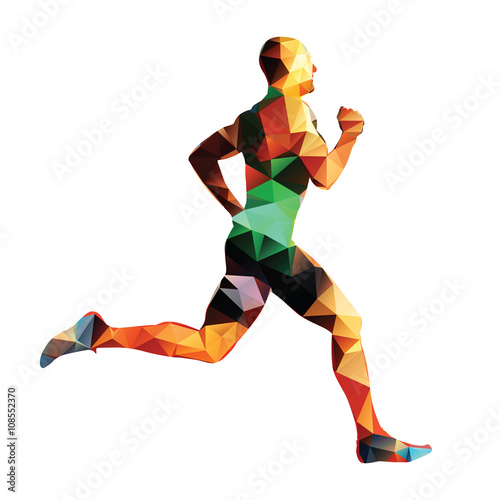 Running man, geometrical vector silhouette