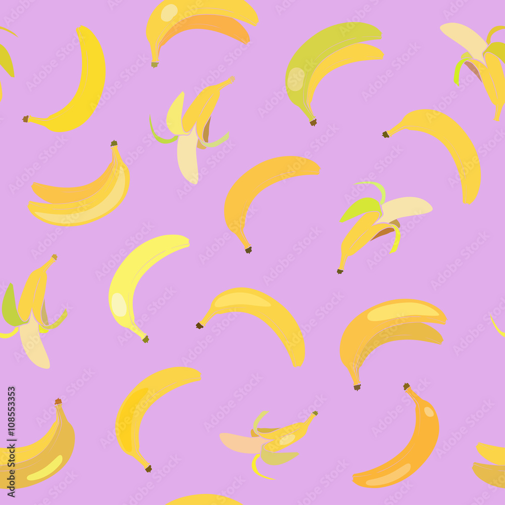 pattern with bananas on pink