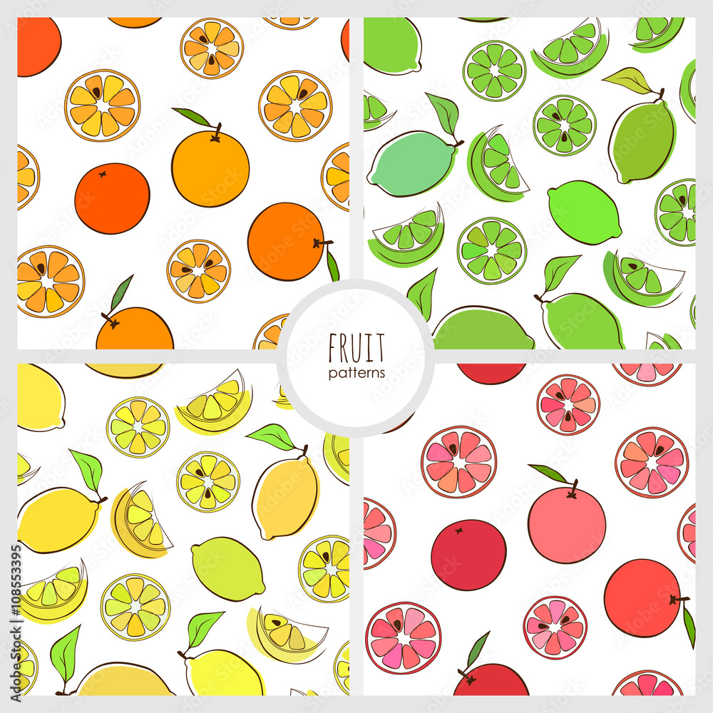 set of fruit patterns set of fruit patterns