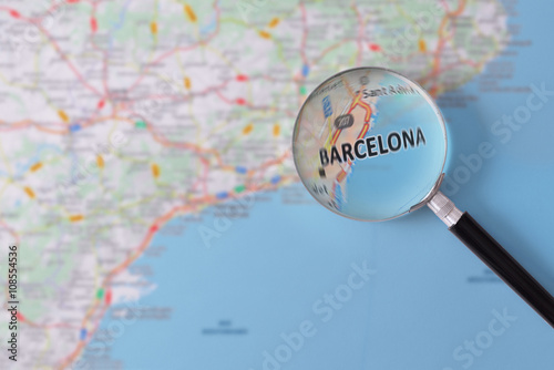 Photography Consultation with magnifying glass map of Barcelona