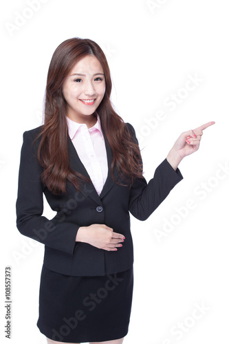 business woman show something