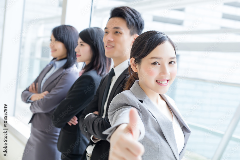 business team show thumb up business team show thumb up