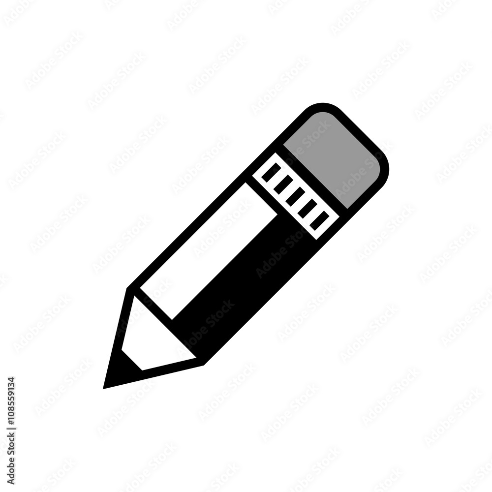 Black pencil vector icon on white background, isolated object Black pencil vector icon on white background, isolated object