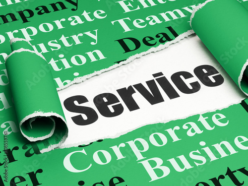 Business concept: black text Service under the piece of  torn paper