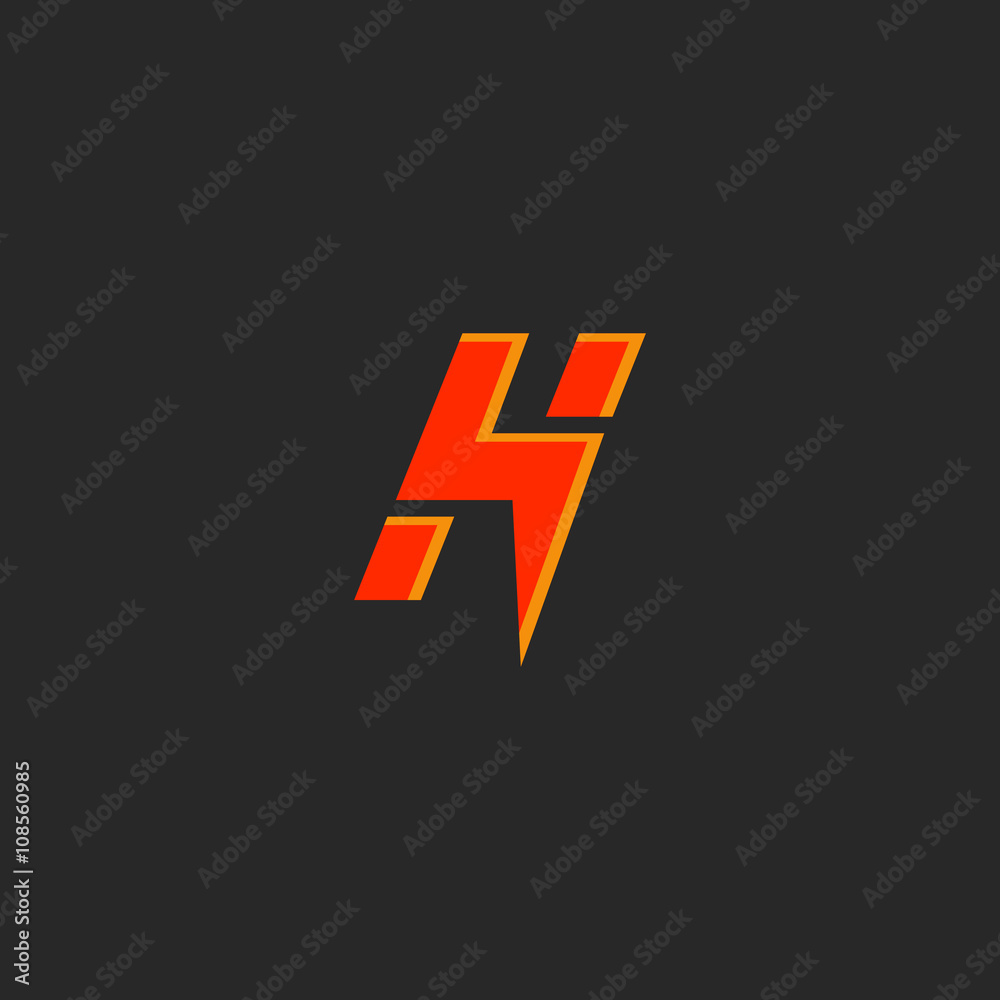 Lightning logo H letter form, creative idea superhero emblem, mockup tech electricity app mobile icon Lightning logo H letter form, creative idea superhero emblem, mockup tech electricity app mobile icon