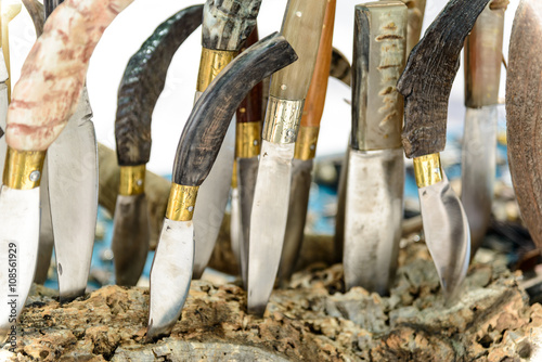 Sardinian Artigianal Knives / Artigianal Sardinian knives with handle in horn bone, built by craftsman cutler. photo