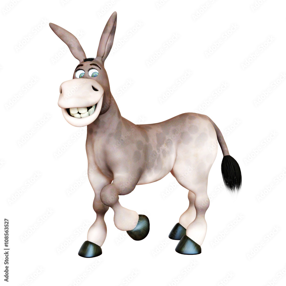 3d rendered illustration of Donkey smiling funny cartoon character isolated  on a white background. Stock Illustration | Adobe Stock