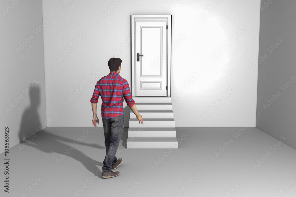 Fototapeta premium a mysterious door and a staircase
