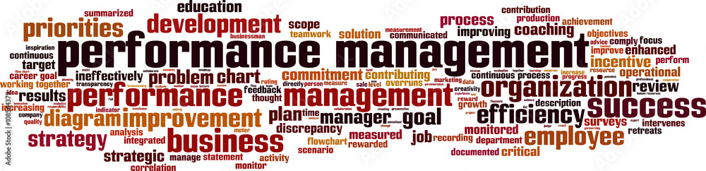 Obraz premium Performance management word cloud concept. Vector illustration