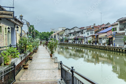 sight of the river Sungay Melaka to its step along the city of Melaca, Malaysia photo