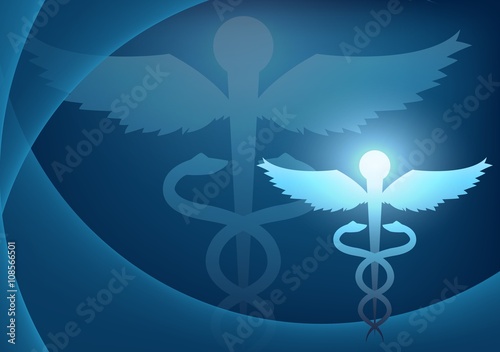 medical background with caduceus symbol