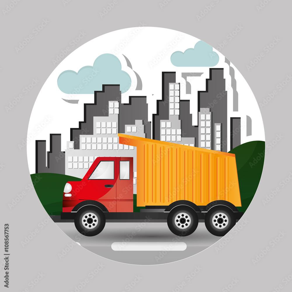 Truck graphic design , editable graphic, industrial transport machine concept