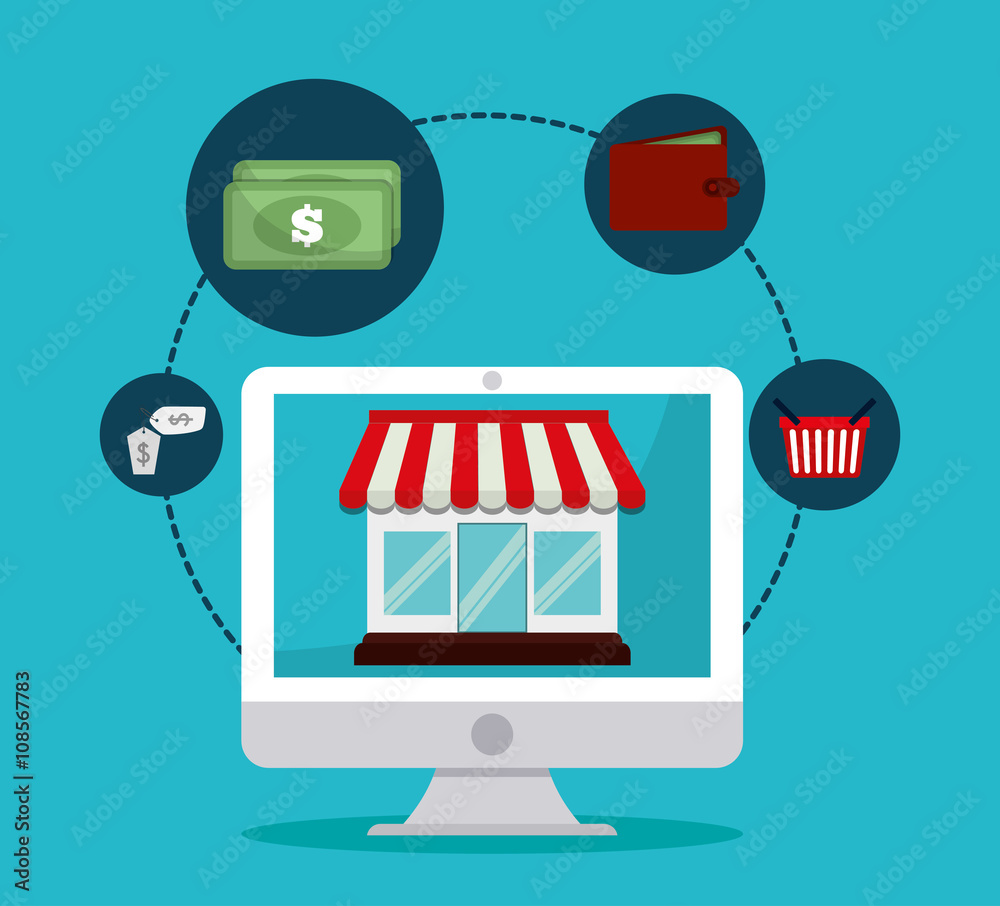 Flat design of shopping icon, vector illustration