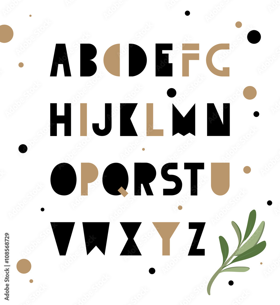 Abstract geometry alphabet. Hipster Style for fashion. Simple uncluttered font made by hand.