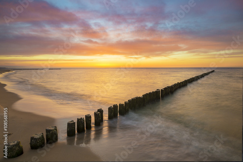 colorful sunset over sea beach  