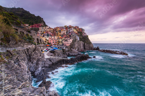 Beautiful evening scenery in Cinque Terre, Italy