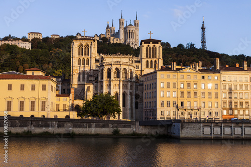 Basilica of Notre-Dame de Fourviere and Lyon Cathedral © Henryk Sadura