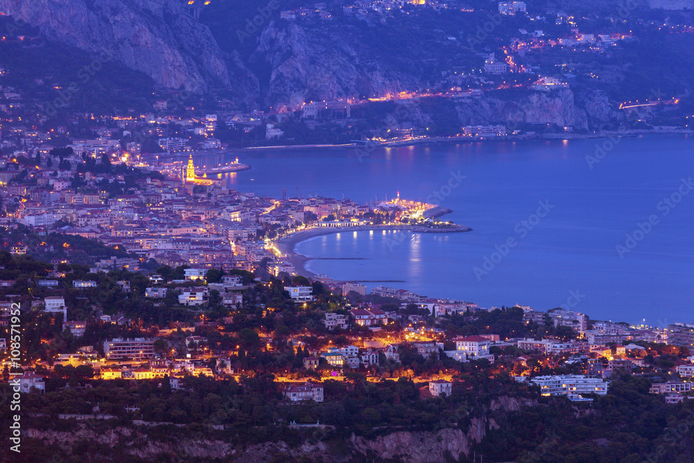 Aerial view of Monaco and Menton