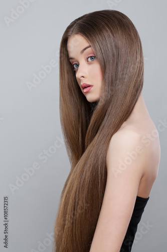 Pretty Woman with Long Healthy Hair