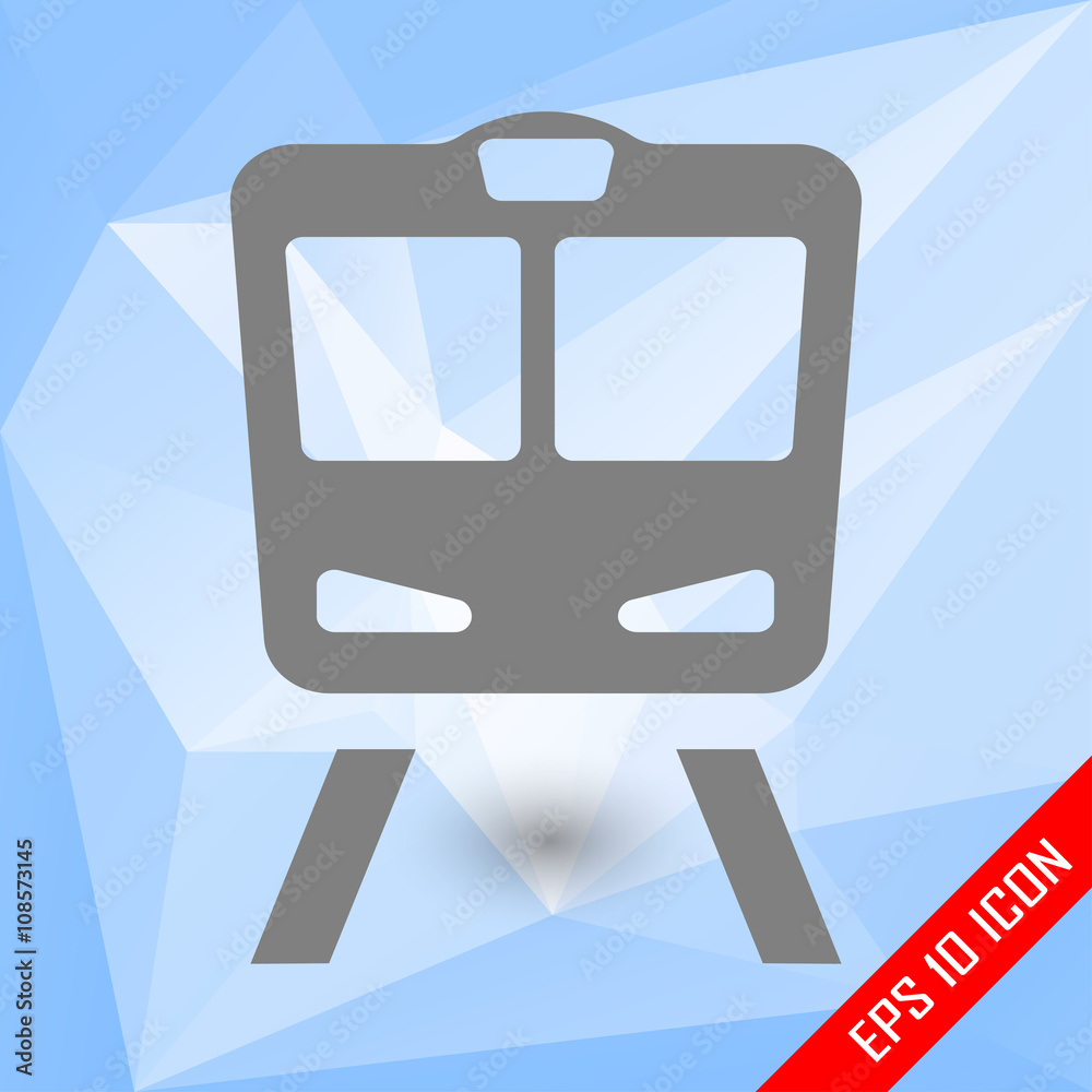Gray train icon on triangular polygonal background Gray train icon on triangular polygonal background