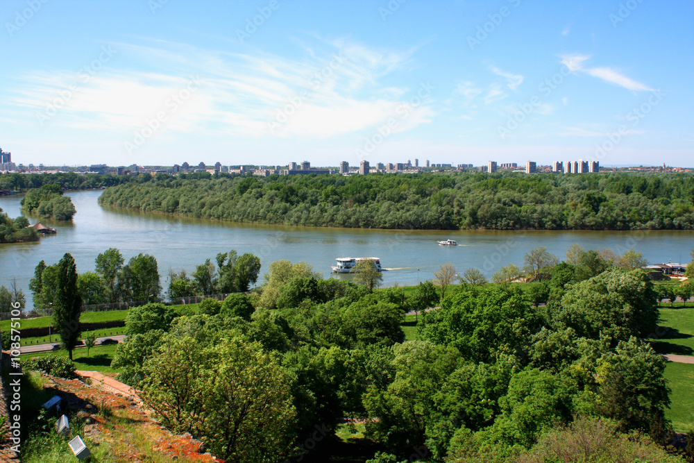 rivers Sava and Danube in Belgrade, water way