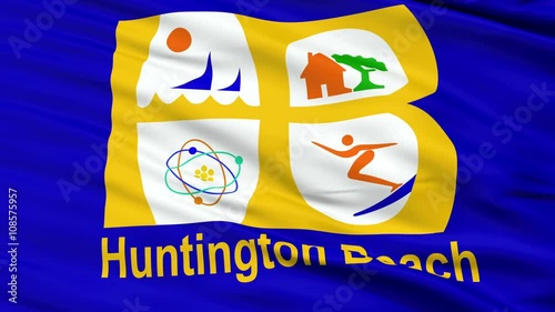 Huntington Beach City, California Flag Close Up Realistic Animation Seamless Loop - 10 Seconds Long photo