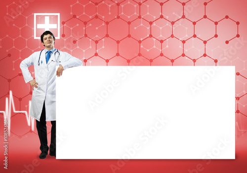 Doctor with banner