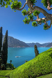 View to lake Como and Alpine mountains in Lombardy region, Italy