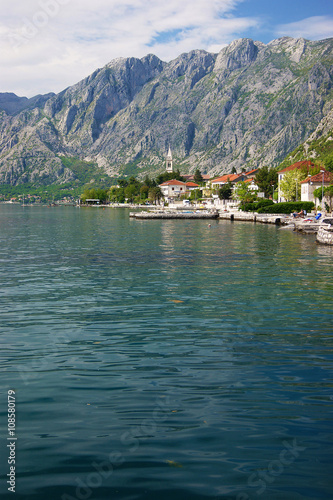 Landscape with village of Dobrota, Montenegro