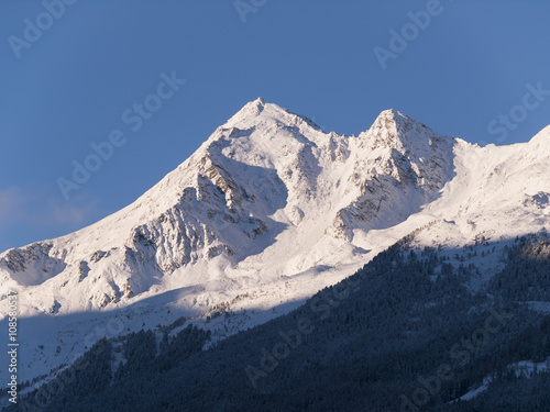 View on peak of Stubai Alpen in early morning