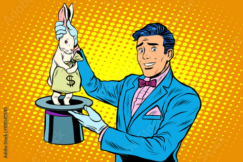 Businessman magician and Bunny money