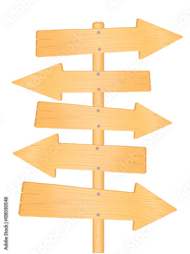 Wooden direction road signs