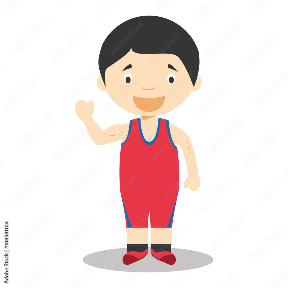 Fototapeta premium Sports cartoon vector illustrations: Free and Greco-Roman Wrestling