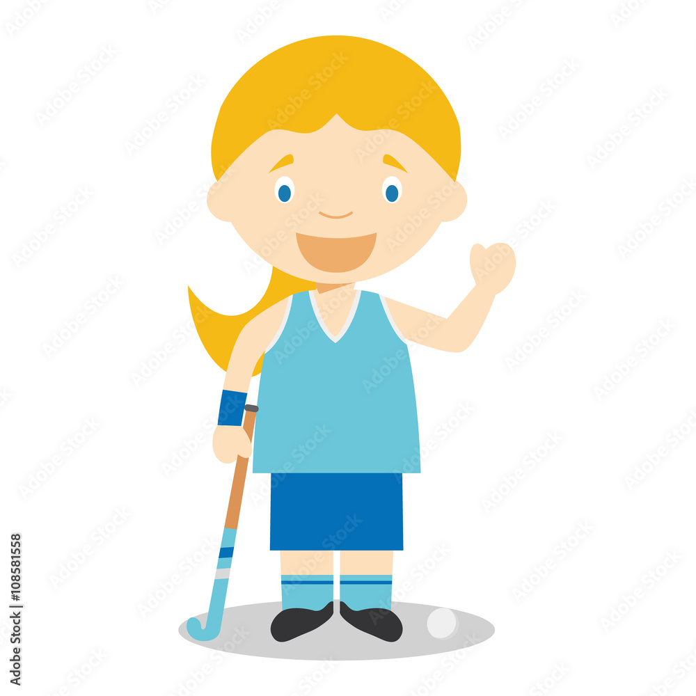 Sports cartoon vector illustrations: Hockey (female) Sports cartoon vector illustrations: Hockey (female)