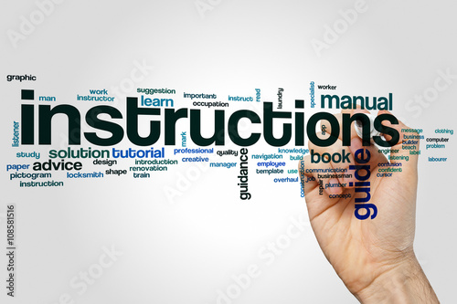 Instructions word cloud photo