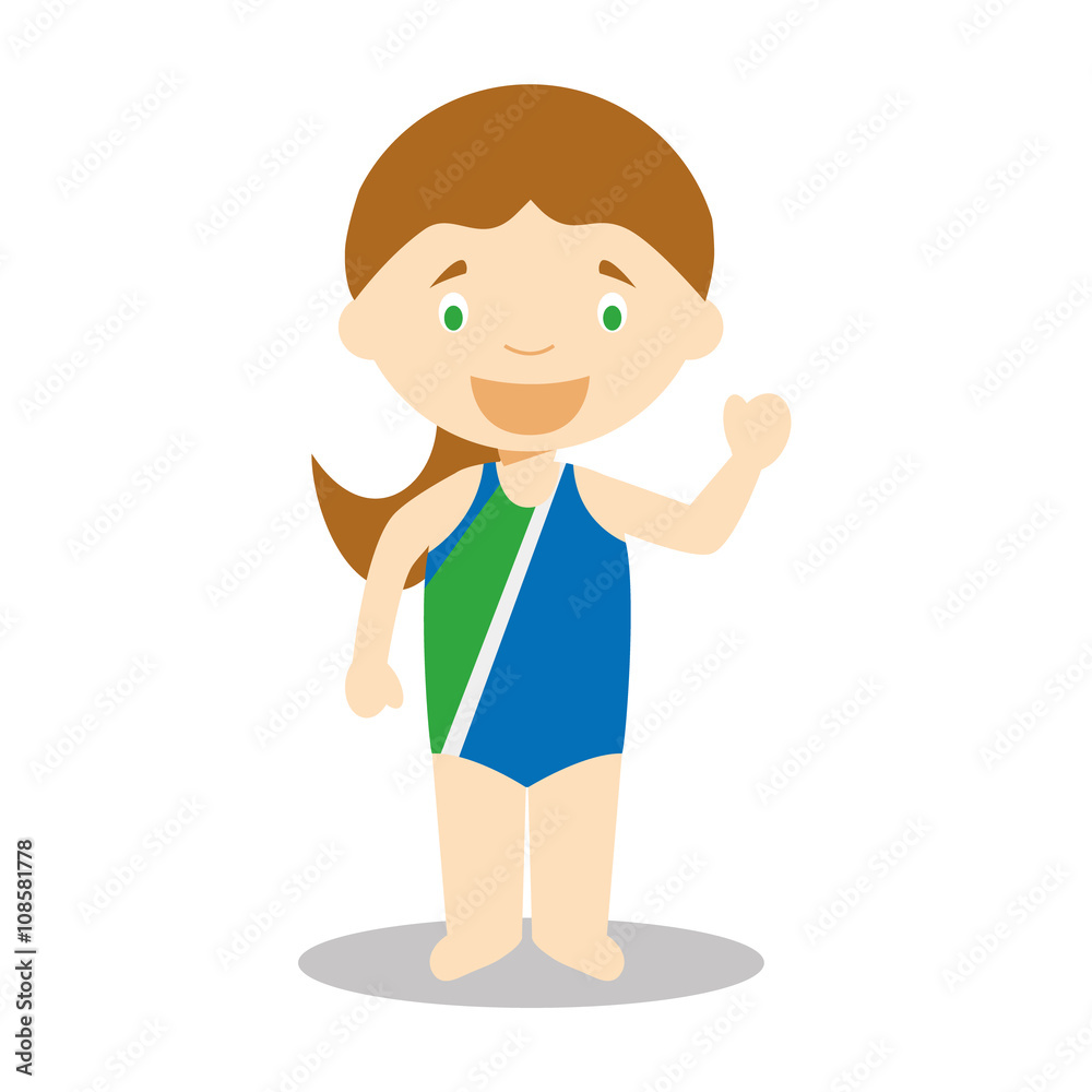 Sports cartoon vector illustrations: Diving (female)