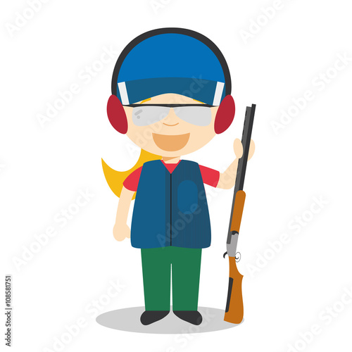 Sports cartoon vector illustrations: Shooting (female)