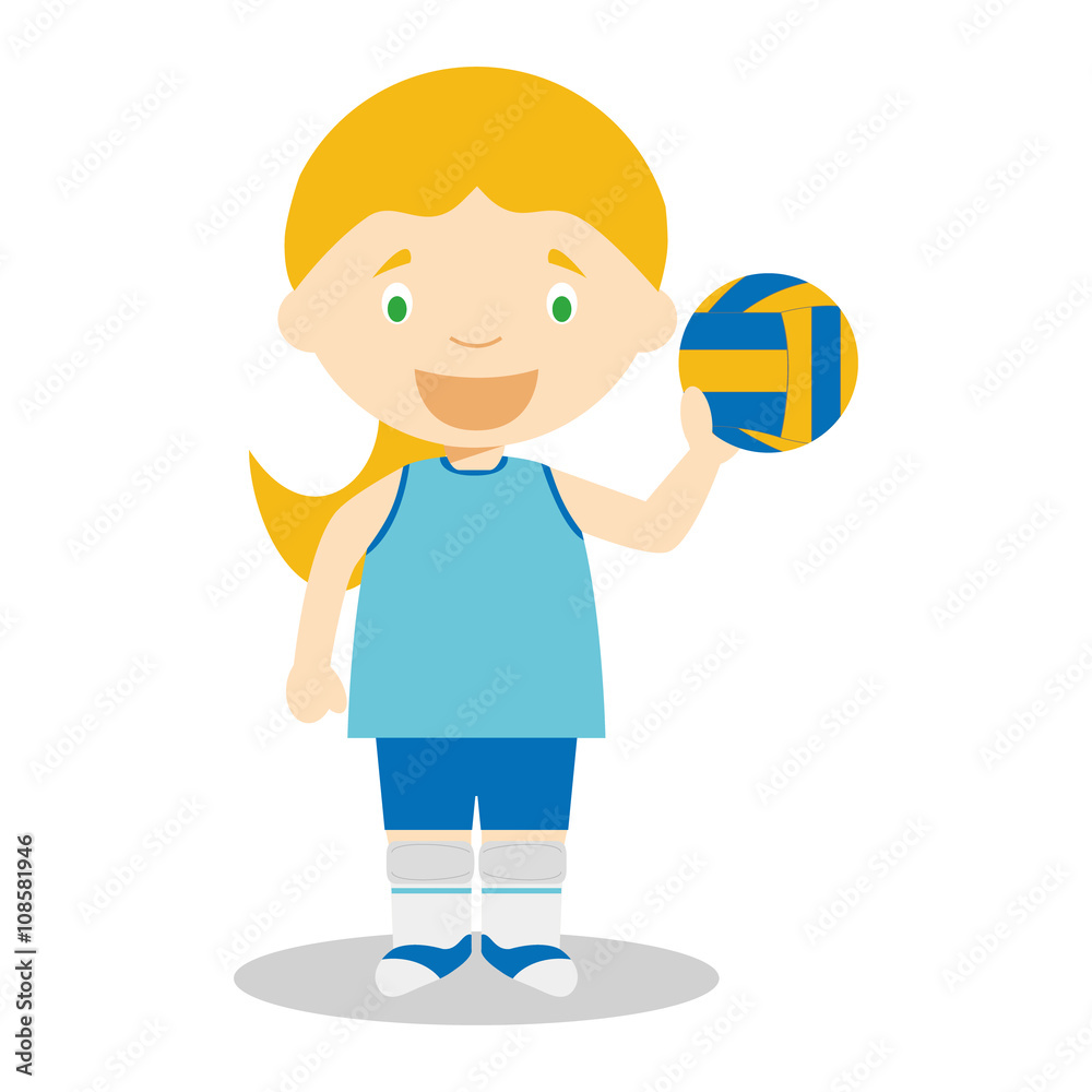 Sports cartoon vector illustrations: Voleyball (female) Sports cartoon vector illustrations: Voleyball (female)