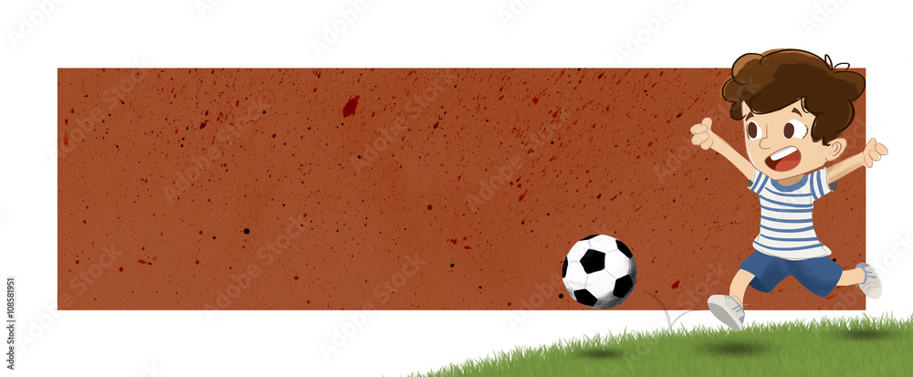 niño jugando con pelota de futbol Stock Illustration