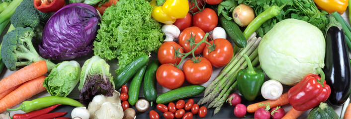 Papier peint photo Légumes Bannière colorée légumes frais croquants  © Hayati Kayhan