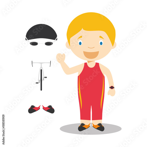 Sports cartoon vector illustrations: Triathlon