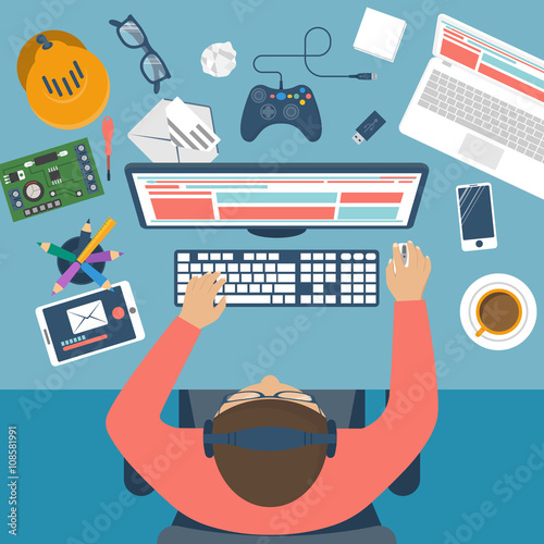 Programmer at desk