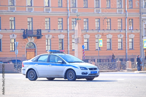 St. Petersburg, Russia - March, 13, 2016: Police car in the center of St. Petersburg, Russia.