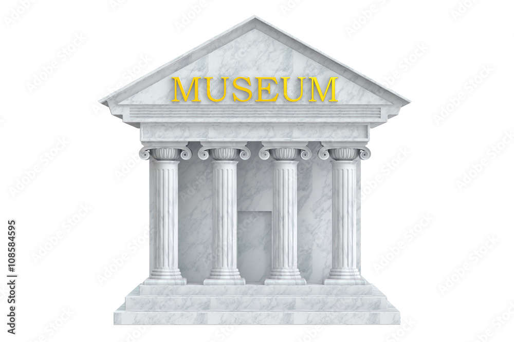 Obraz premium Museum building with columns, 3D rendering