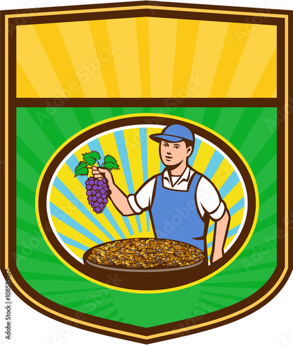 Organic Farmer Boy Grapes Raisins Crest Retro