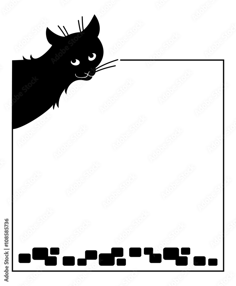 custom made wallpaper toronto digitalVector frame with silhouette of a black stray cat.