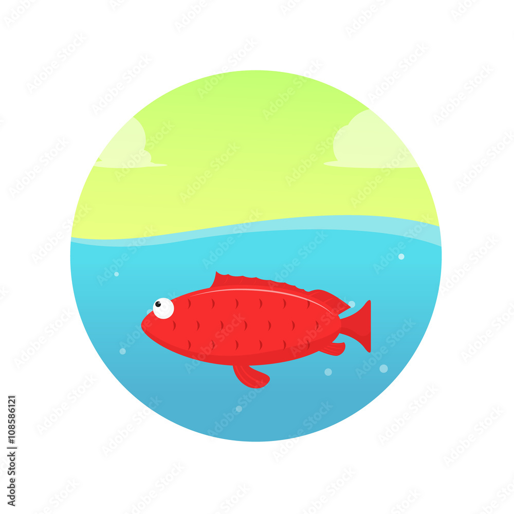 Naklejka premium Fish in the sea vector illustration